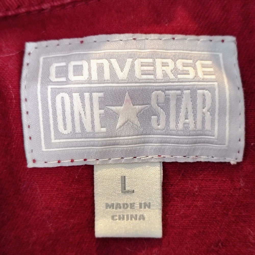 Converse One Star Red Cotton Utility Field Jacket Ruffle Neck Belted Womens L - Picture 8 of 10